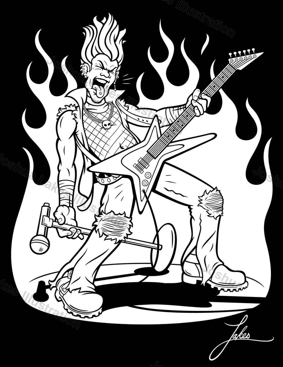 Rock On Hard - original illustration by Joshua Lakes